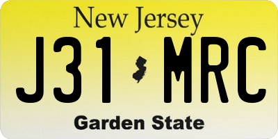 NJ license plate J31MRC