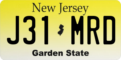 NJ license plate J31MRD