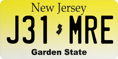 NJ license plate J31MRE