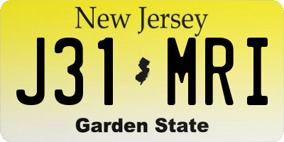 NJ license plate J31MRI