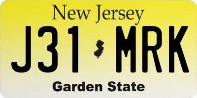 NJ license plate J31MRK