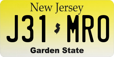 NJ license plate J31MRO
