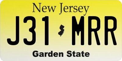 NJ license plate J31MRR