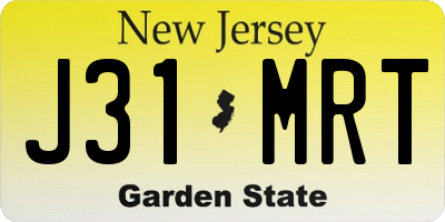 NJ license plate J31MRT