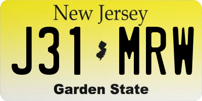 NJ license plate J31MRW