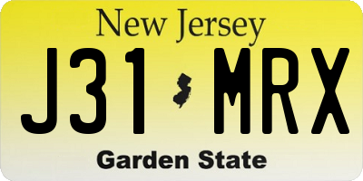 NJ license plate J31MRX