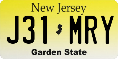 NJ license plate J31MRY