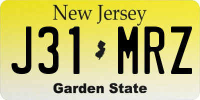 NJ license plate J31MRZ