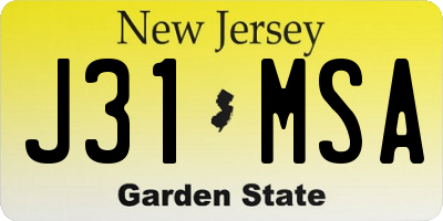 NJ license plate J31MSA