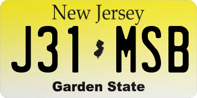 NJ license plate J31MSB