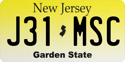 NJ license plate J31MSC