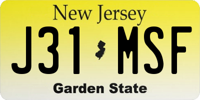 NJ license plate J31MSF
