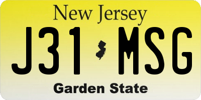 NJ license plate J31MSG