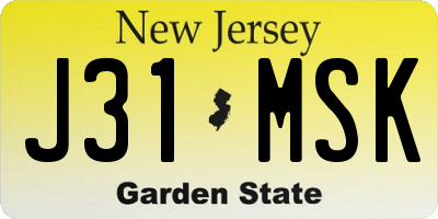 NJ license plate J31MSK