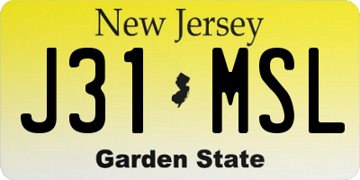 NJ license plate J31MSL