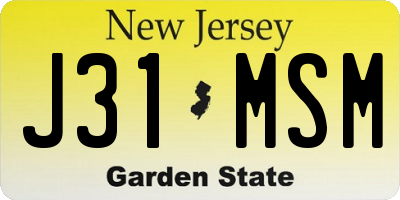 NJ license plate J31MSM