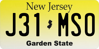 NJ license plate J31MSO