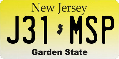 NJ license plate J31MSP