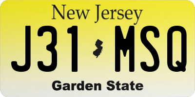 NJ license plate J31MSQ