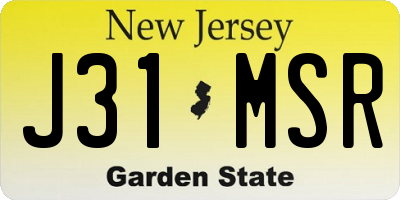 NJ license plate J31MSR