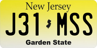 NJ license plate J31MSS