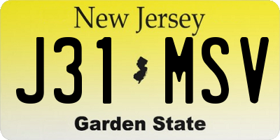 NJ license plate J31MSV