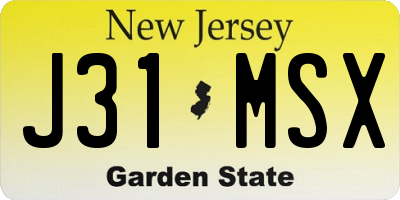 NJ license plate J31MSX