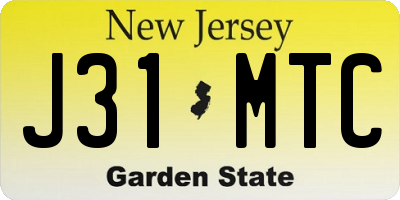 NJ license plate J31MTC