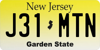 NJ license plate J31MTN