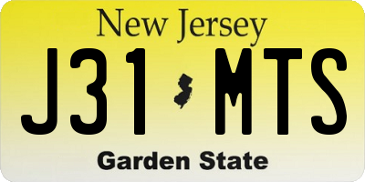 NJ license plate J31MTS