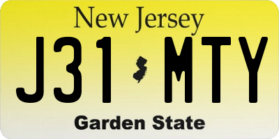NJ license plate J31MTY