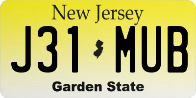 NJ license plate J31MUB