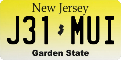 NJ license plate J31MUI