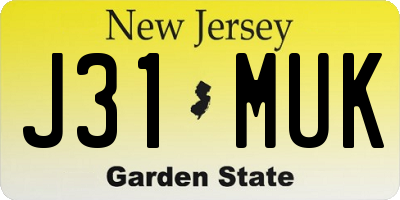 NJ license plate J31MUK