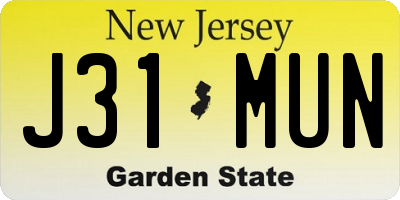 NJ license plate J31MUN