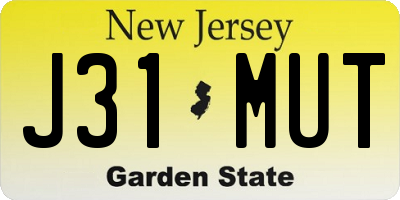 NJ license plate J31MUT