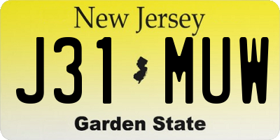 NJ license plate J31MUW