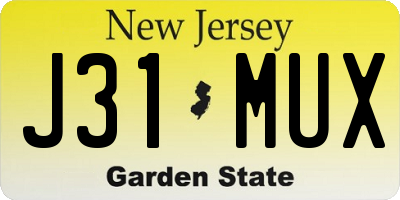 NJ license plate J31MUX