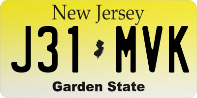 NJ license plate J31MVK
