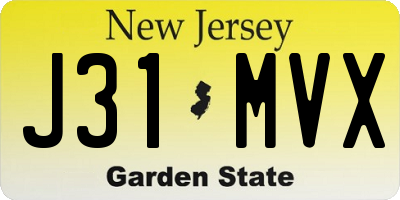 NJ license plate J31MVX