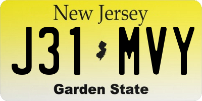 NJ license plate J31MVY