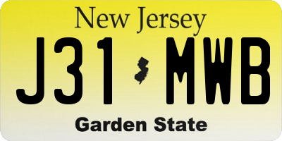 NJ license plate J31MWB