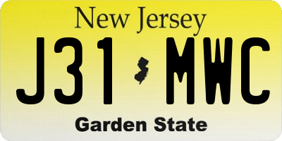 NJ license plate J31MWC