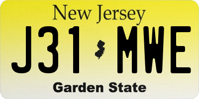NJ license plate J31MWE
