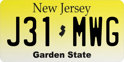 NJ license plate J31MWG