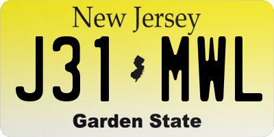 NJ license plate J31MWL