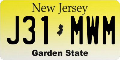 NJ license plate J31MWM