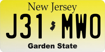 NJ license plate J31MWO