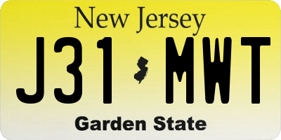 NJ license plate J31MWT