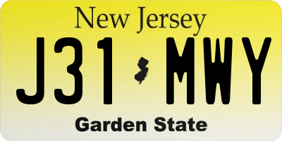 NJ license plate J31MWY